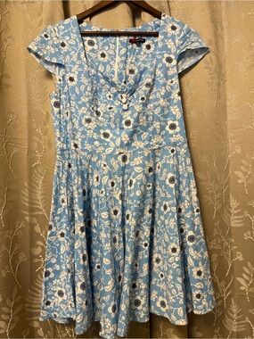 Hell Bunny Light Blue Floral Fit & Flare Dress